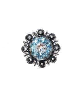 Antique Silver Aqua & Clear Antique Silver 1" European Crystal Concho ASSMAQCL