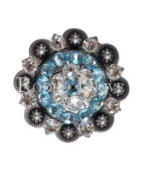 Antique Silver Aqua & Clear Antique Silver 2" European Crystal Concho ASXLAQCL