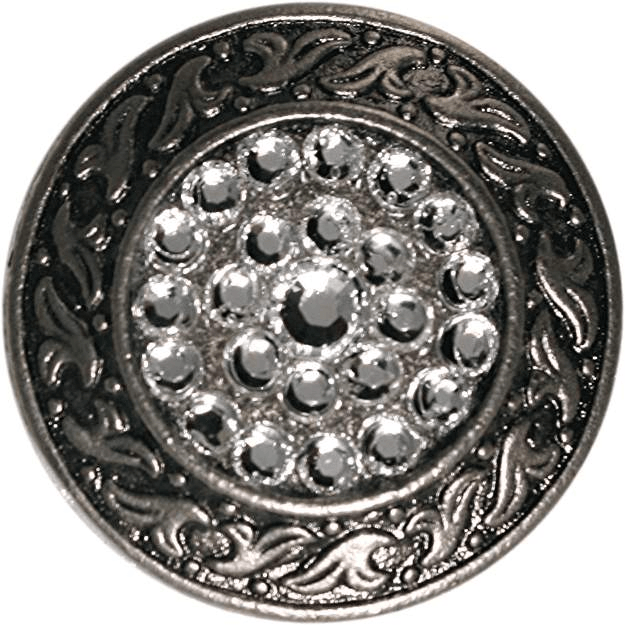 Antique Silver Clear Antique Silver 1.5" Disc European Crystal Concho ASDLCL