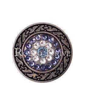 Antique Silver Light Sapphire Clear & Lilac Antique Silver 1.5" Disc European Crystal Concho ASDLLSCLLA