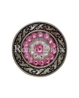 Antique Silver Pink & AB Antique Silver 1.5" Disc European Crystal Concho ASDLPIAB