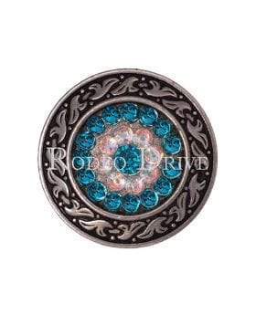 Antique Silver Teal & AB Antique Silver 1.5" Disc European Crystal Concho ASDLTLAB