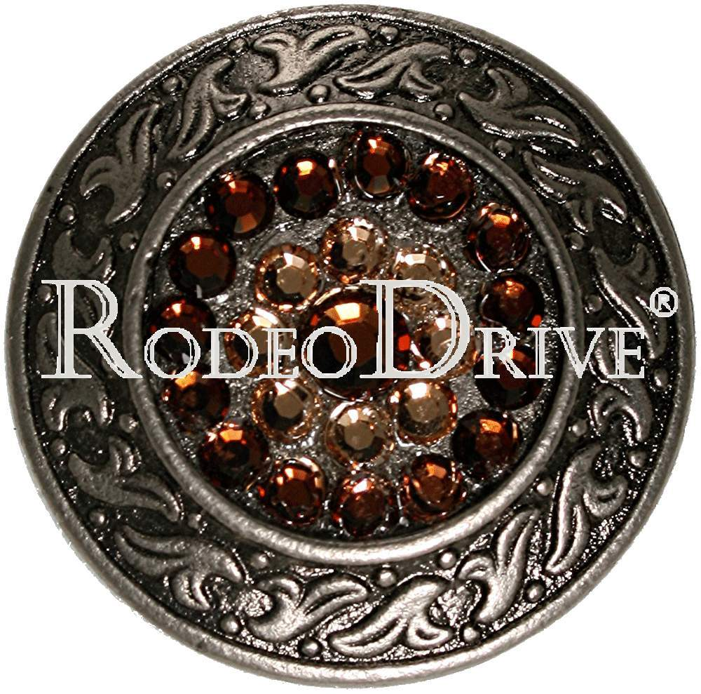 Antique Silver Topaz & Champagne Antique Silver 1.5" Disc European Crystal Concho ASDLTOCH
