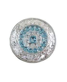 Bright Silver Aqua & Clear Bright Silver 1.5" Disc European Crystal Concho BSLDAQCL