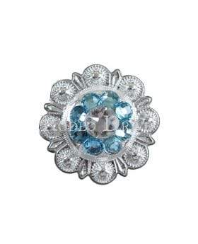 Bright Silver Aqua & Clear Bright Silver 1" European Crystal Concho BSSMAQCL
