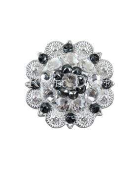 Bright Silver Black & Clear Bright Silver 1.5" European Crystal Concho BSLGJTCL