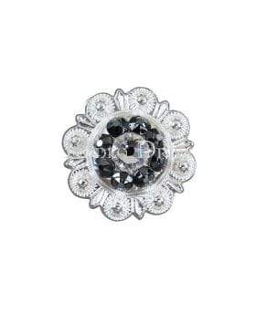 Bright Silver Black & Clear Bright Silver 1" European Crystal Concho BSSMJTCL