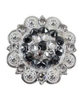 Bright Silver Black & Clear Bright Silver 2" European Crystal Concho BSXLJTCL