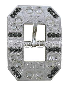 Bright Silver Black & Clear Bright Silver European Crystal Square Cart Buckle BSSQJTCL