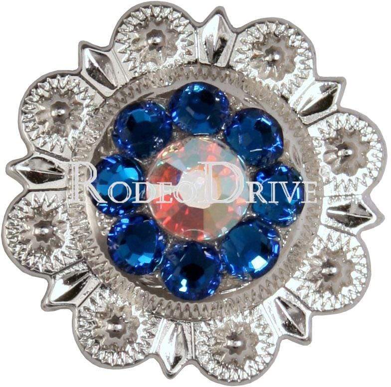 Capri Blue-Sapphire AB Coloma Antique Silver Rhinestone Crystal Concho -  Lone Tree Leather Works