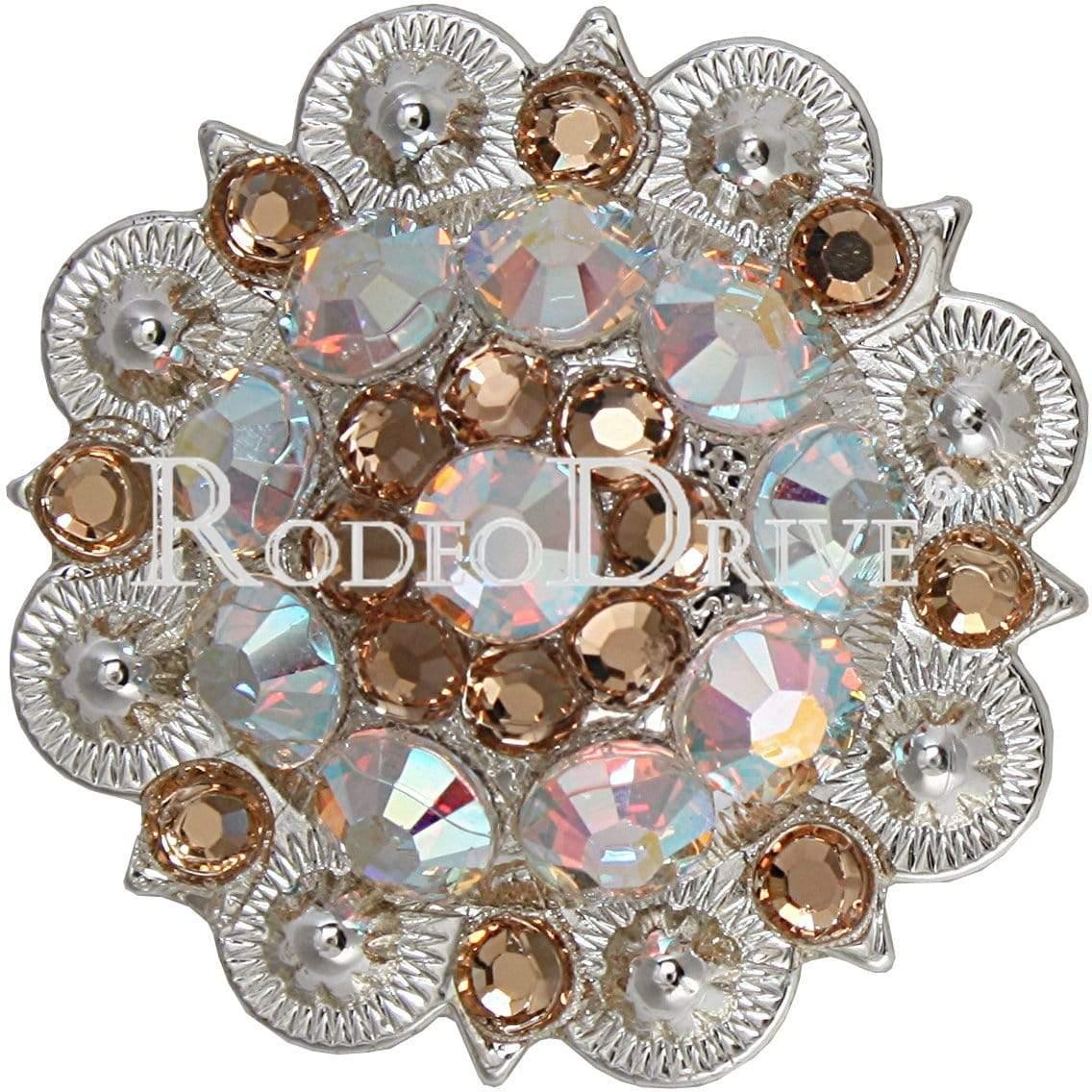 Bright Silver Champagne & AB Bright Silver 1.5" European Crystal Concho BSLGCHAB