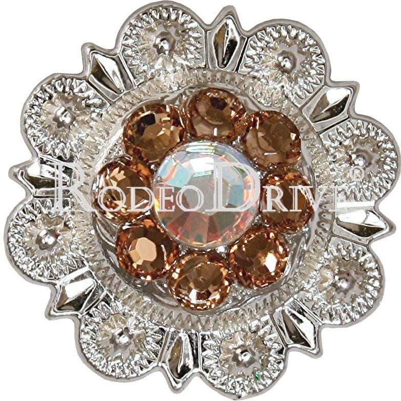 Bright Silver Champagne & AB Bright Silver 1" European Crystal Concho BSSMCHAB