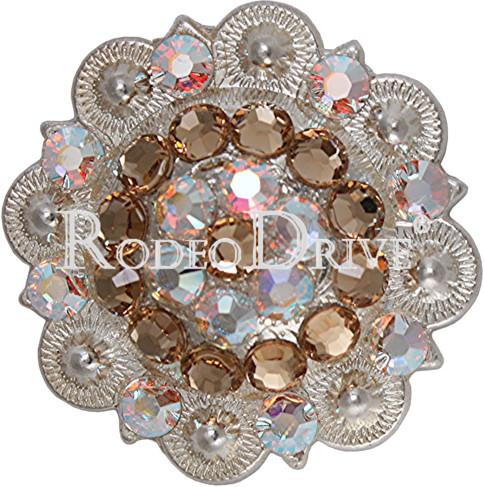 Bright Silver Champagne & AB Bright Silver 2" European Crystal Concho BSXLCHAB