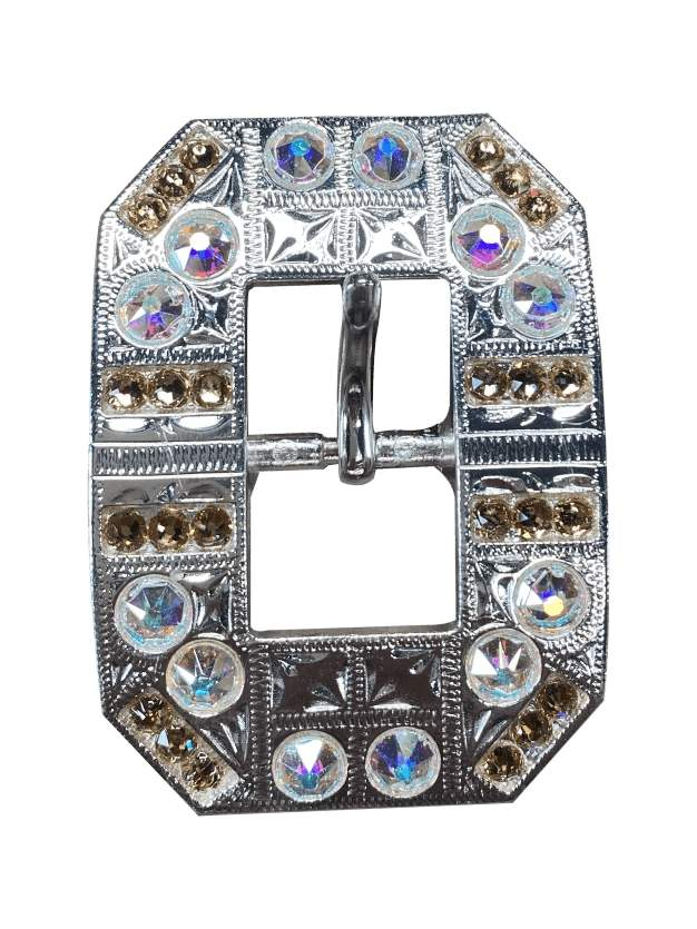 Bright Silver Champagne & AB Bright Silver European Crystal Square Cart Buckle BSSQCHAB