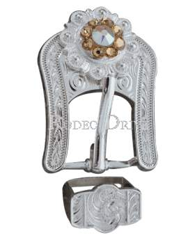 Bright Silver Champagne & AB Silver European Crystal Buckle Keeper Set BSBACHAB