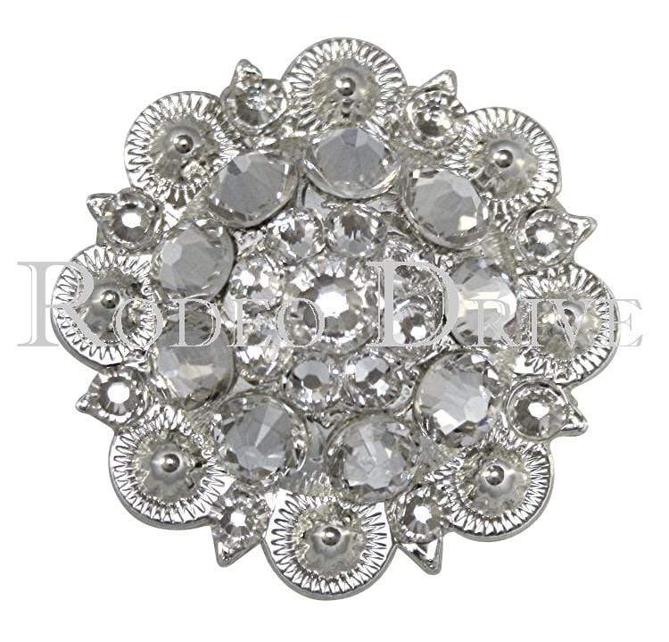 Bright Silver Clear Bright Silver 1.5" European Crystal Concho BSLGCL