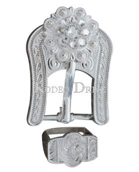 Bright Silver CLEAR Bright Silver European Crystal Buckle Keeper Set BSBACL