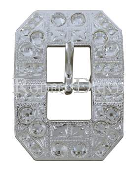 Bright Silver Clear Bright Silver European Crystal Square Cart Buckle BSSQCL