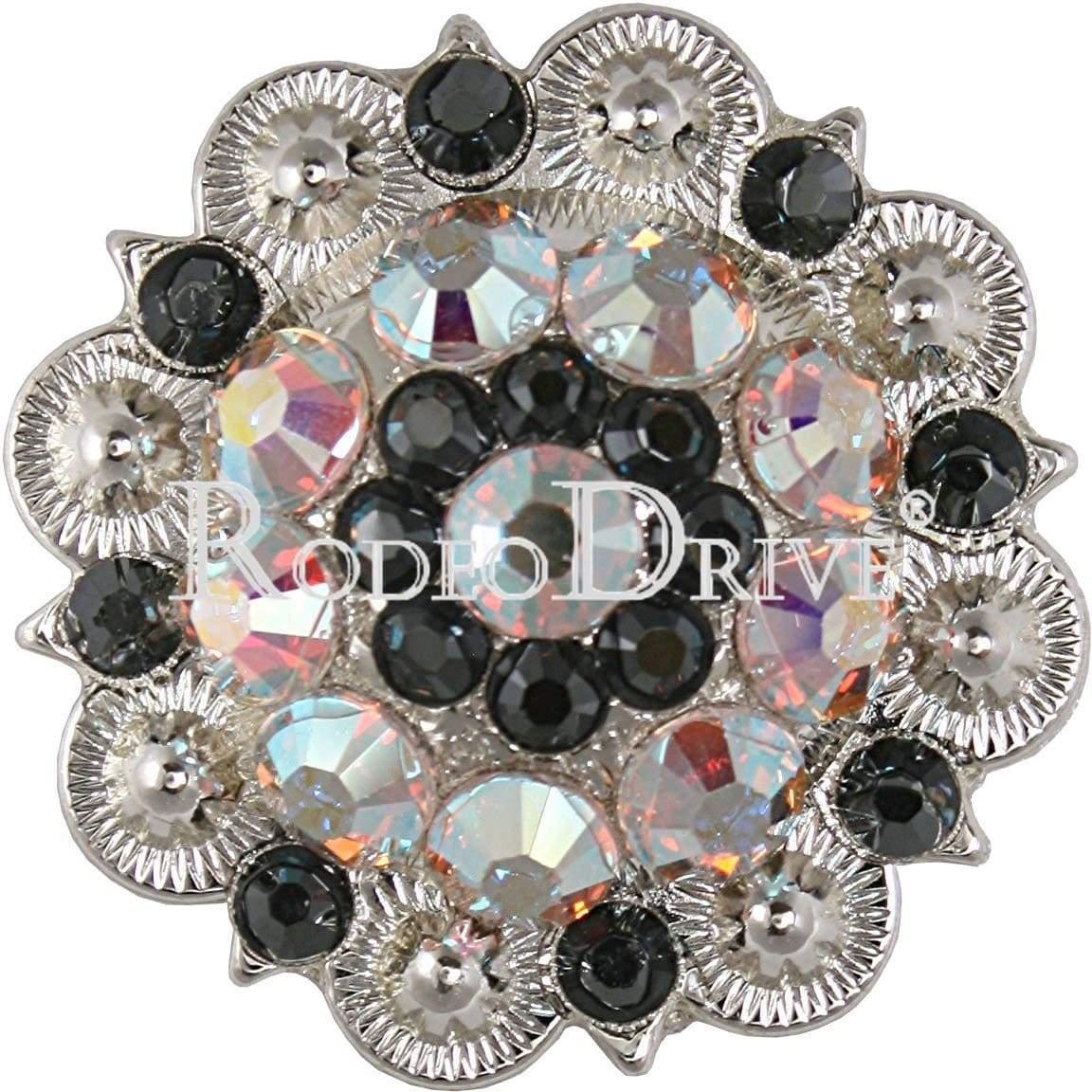 Bright Silver Jet & AB Bright Silver 1.5" European Crystal Concho BSLGJTAB