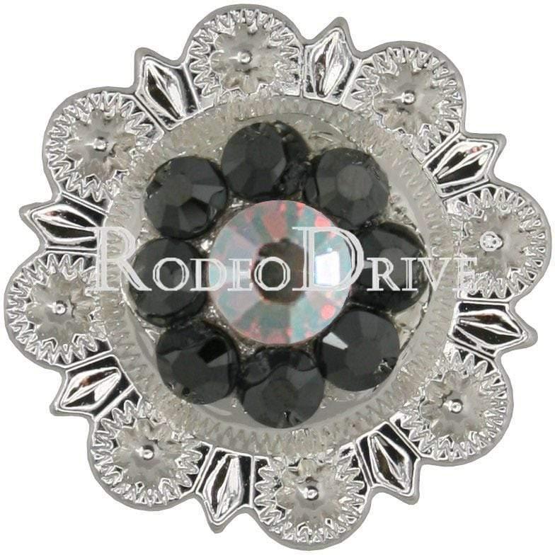 Bright Silver Jet & AB Bright Silver 1" European Crystal Concho BSSMJTAB