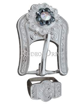 Bright Silver Jet & AB Bright Silver European Crystal Buckle Keeper Set BSBAJTAB