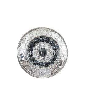 Bright Silver Jet & Clear Bright Silver 1.5" Disc European Crystal Concho BSLDJTCL