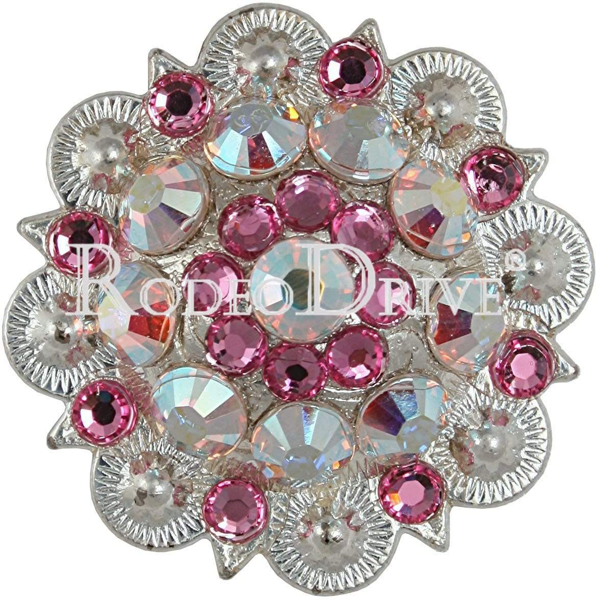 Bright Silver Pink & AB Bright Silver 1.5" European Crystal Concho BSLGPIAB