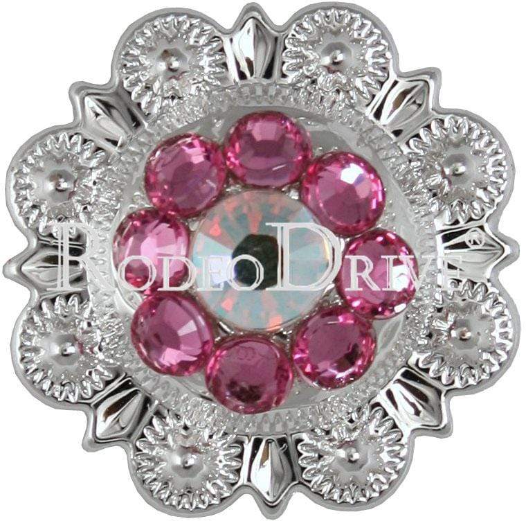 Bright Silver Pink & AB Bright Silver 1" European Crystal Concho BSSMPIAB