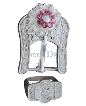 Bright Silver Pink & AB Bright Silver European Crystal Buckle Keeper Set BSBAPIAB