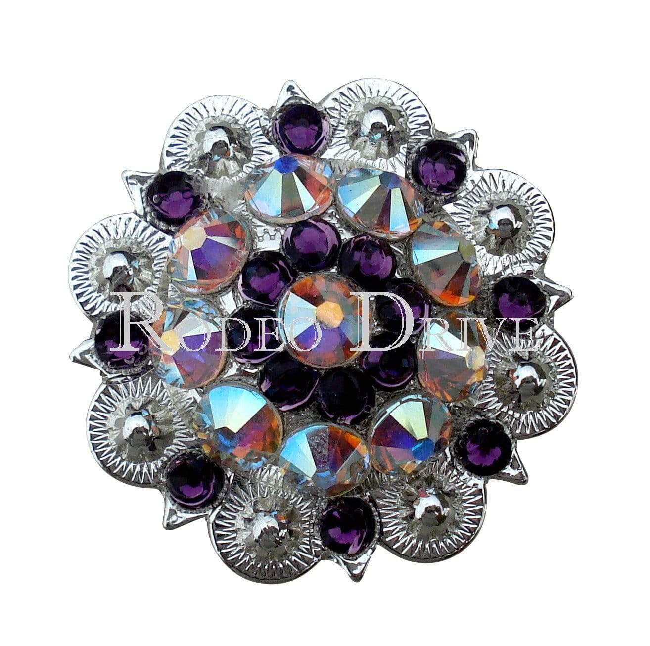 Bright Silver Purple & AB Bright Silver 1.5" European Crystal Concho BSLGAMAB