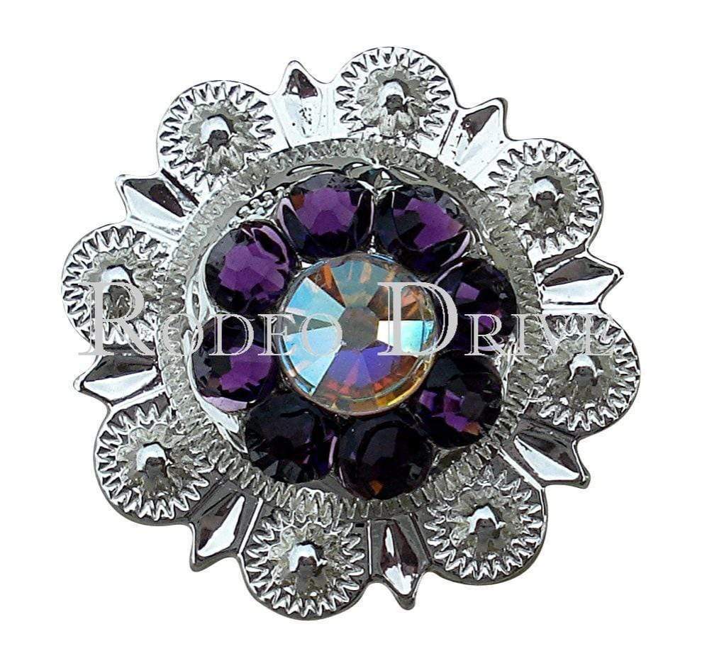 Bright Silver Purple & AB Bright Silver 1" European Crystal Concho BSSMAMAB