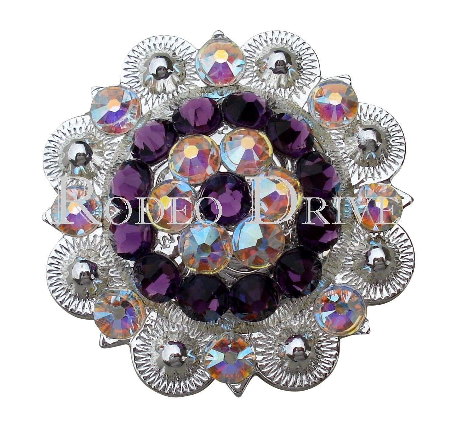 Bright Silver Purple & AB Bright Silver 2" European Crystal Concho BSXLAMAB