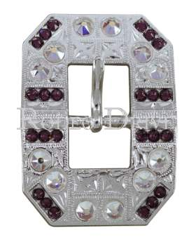Bright Silver Purple & AB Bright Silver European Crystal Square Cart Buckle BSSQAMAB