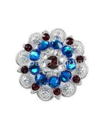 Bright Silver Red White & Blue Bright Silver 1.5" European Crystal Concho BSLGRUCLCA