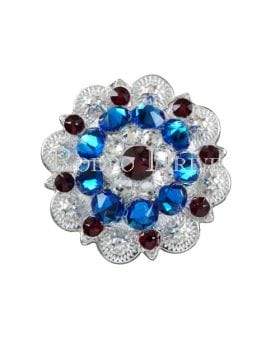 Bright Silver Red White & Blue Bright Silver 1.5" European Crystal Concho BSLGRUCLCA