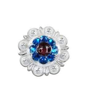 Bright Silver Red White & Blue Bright Silver 1" European Crystal Concho BSSMRUCLCA