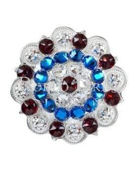 Bright Silver Red White & Blue Bright Silver 2" European Crystal Concho BSXLRUCLCA
