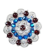 Bright Silver Red White & Blue Bright Silver 2" European Crystal Concho BSXLRUCLCA