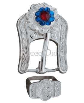 Bright Silver Red White & Blue Silver European Crystal Buckle Keeper Set BSBARUCLCA
