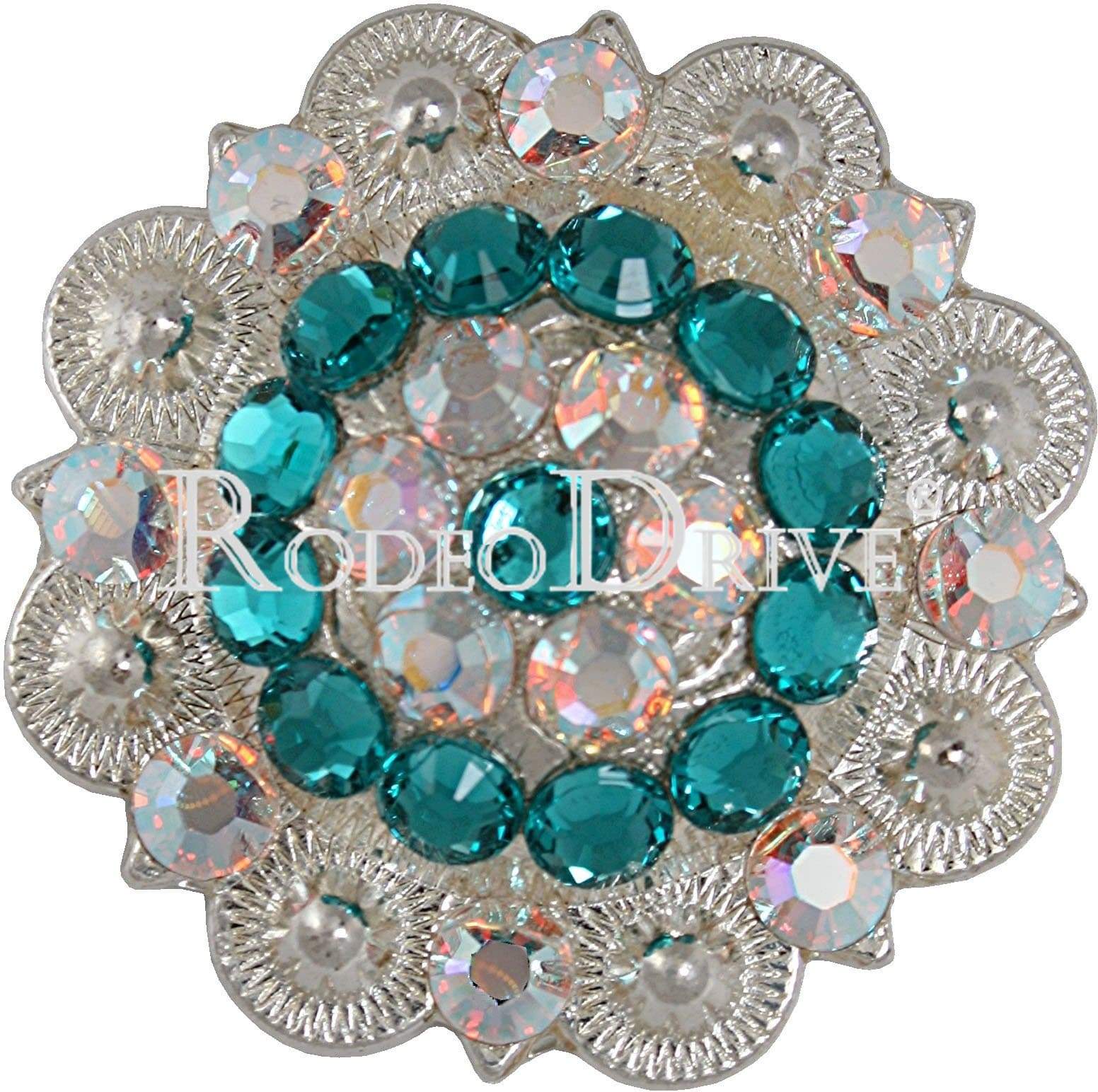 Bright Silver Teal & AB Bright Silver 2" European Crystal Concho BSXLTLAB
