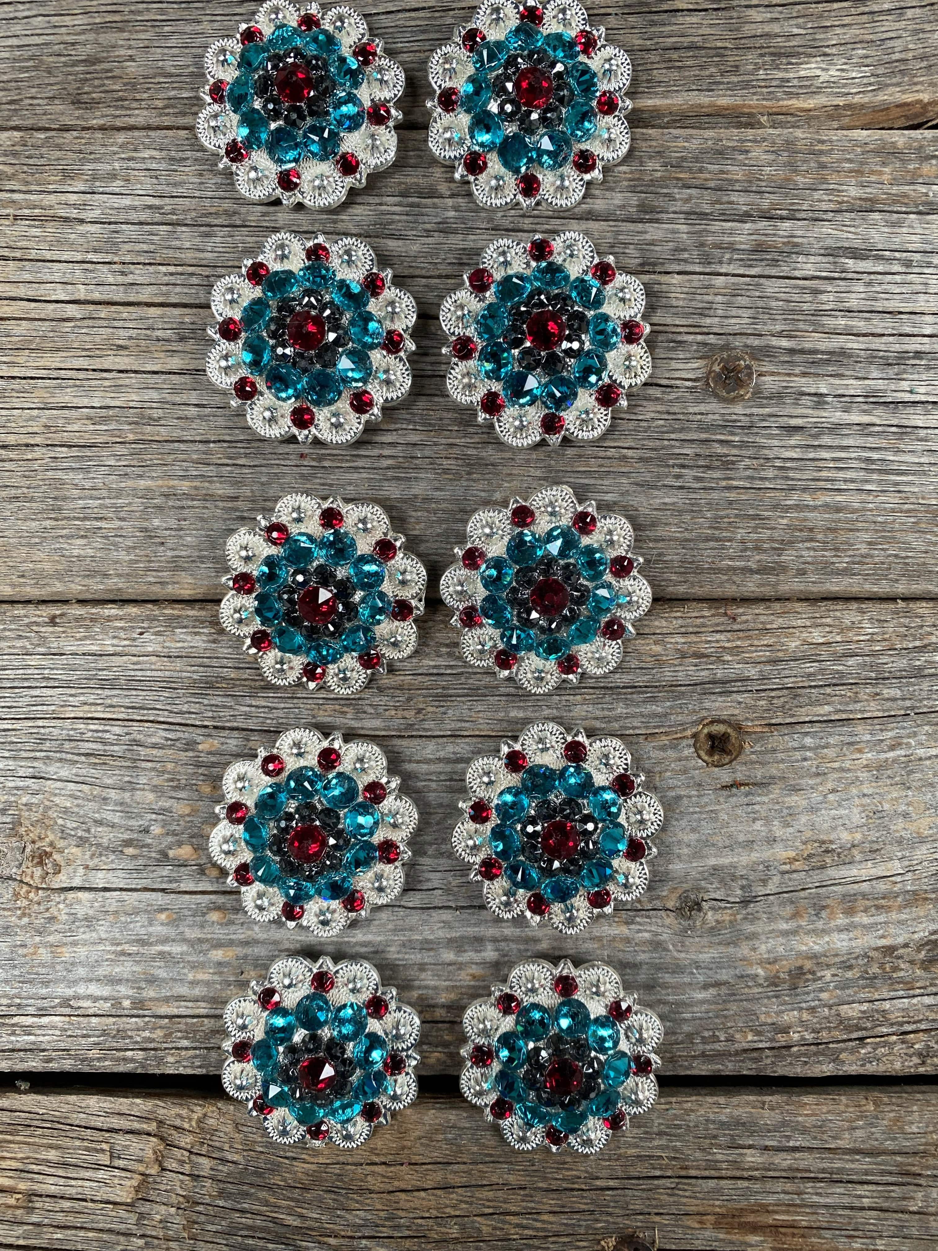 CONCHO Clearance Bundle Concho Set Bright Silver Ruby, Jet, & Teal #BUN10 BUN10