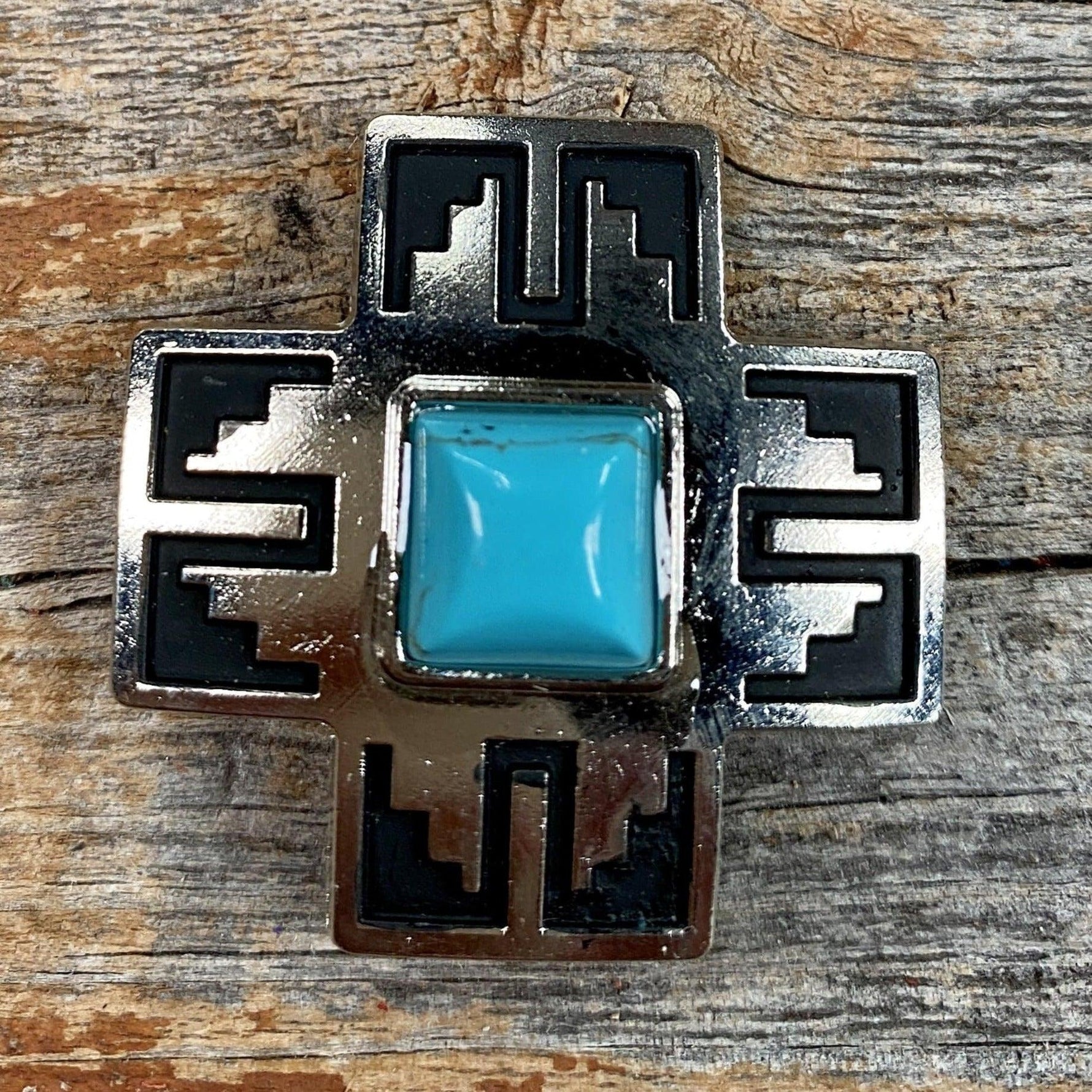 concho Southwest Antique Silver Turquoise 1.5" Concho W201L W201L