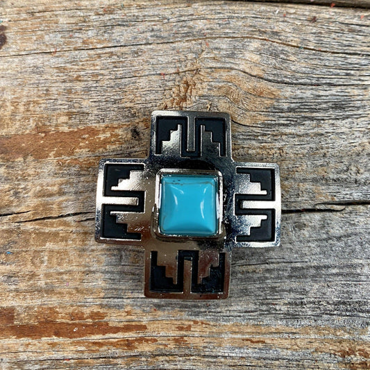 concho Southwest Antique Silver Turquoise 1" Concho W201S W201S