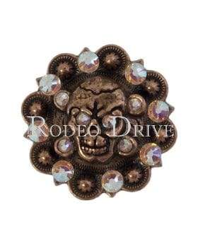 Copper AB Copper 1.75" Skull European Crystal Concho COSKAB