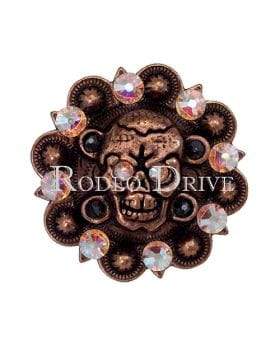 Copper AB & Jet Copper 1.75" Skull European Crystal Concho COSKABJT