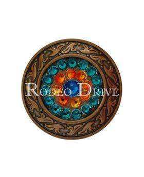 Copper Capri Fire Opal & Teal Copper 1.5" Disc European Crystal Concho COLDCAFOTL
