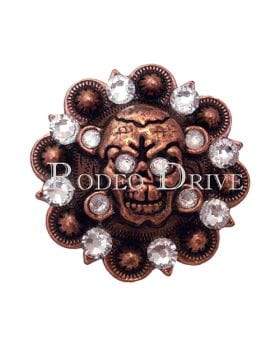 Copper Clear Copper 1.75" Skull European Crystal Concho COSKCL