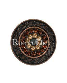 Copper Jet Champagne & Topaz Copper 1.5" Disc European Crystal Concho COLDJTCHTO