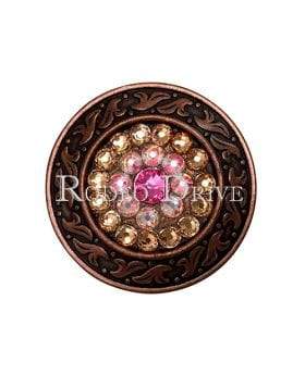 Copper Pink AB & Champagne Copper 1.5" Disc European Crystal Concho COLDPIABCH
