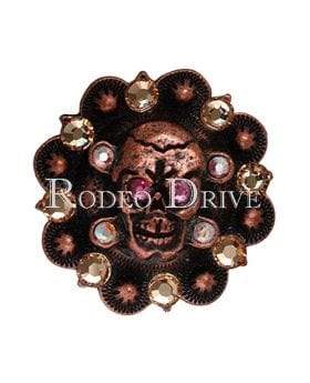 Copper Pink AB & Champagne Copper 1.75" Skull European Crystal Concho COSKPIABCH